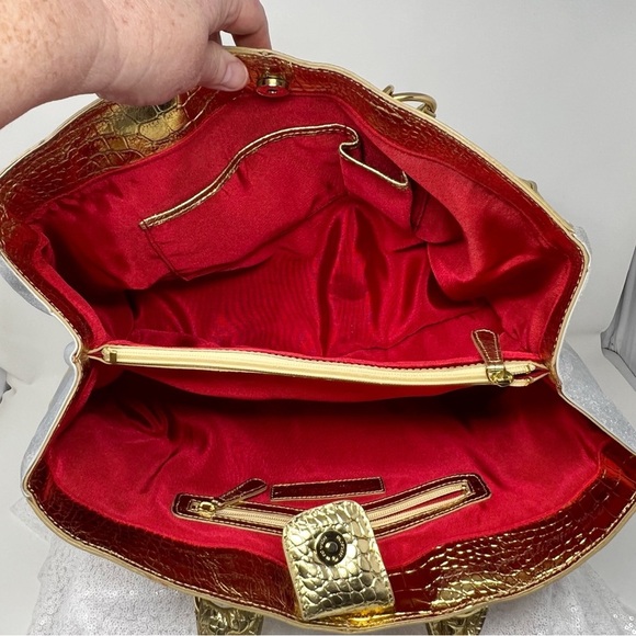 BEVERLY FELDMAN Shoulder Bag Satchel Gold / Silver Leather handbag - Picture 5 of 16